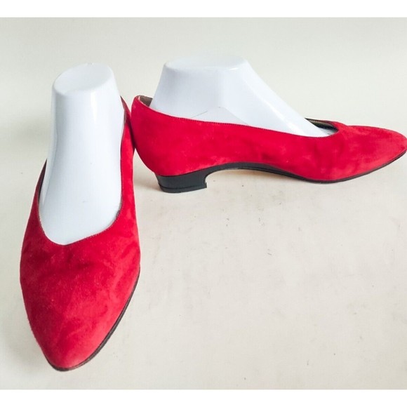 Vintage Sesto Meucci Of Florence Red Suede Flats Women's size 8 B Made in Italy - Picture 3 of 9